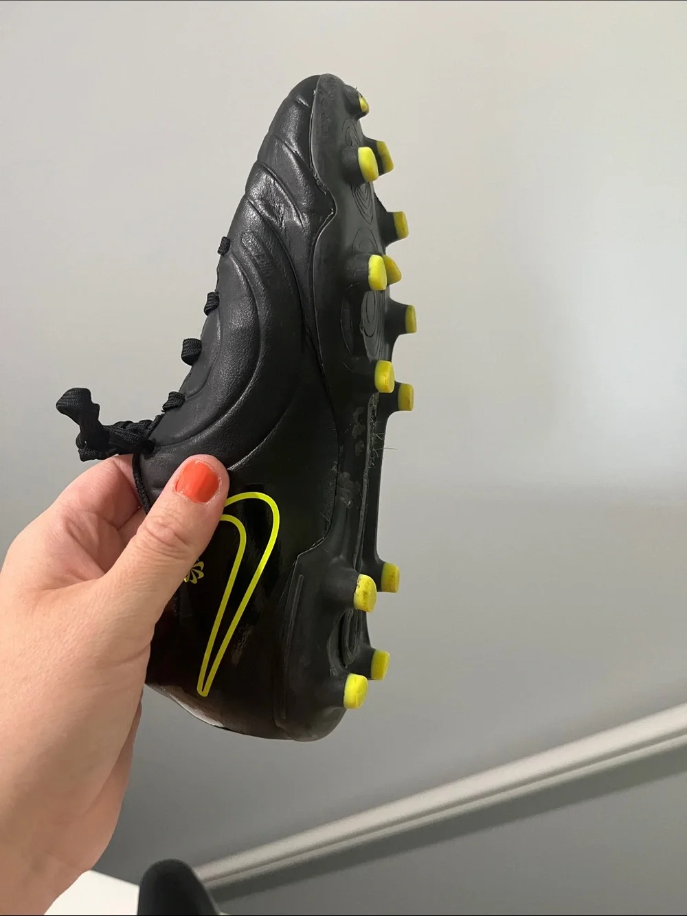 Nike Tiempo Legend Club 3Y 3 Black Soccer Cleats with Neon Yellow Swoosh